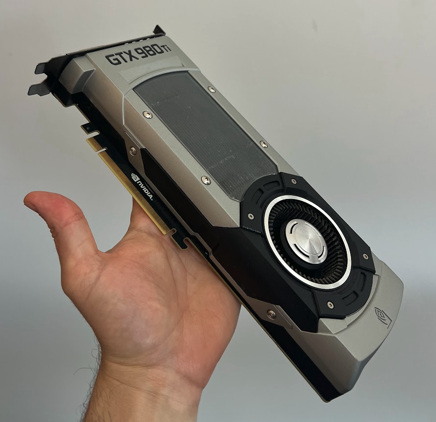 The old GTX 980 Ti. Served well, but 6 GB of VRAM wasn't going to cut it